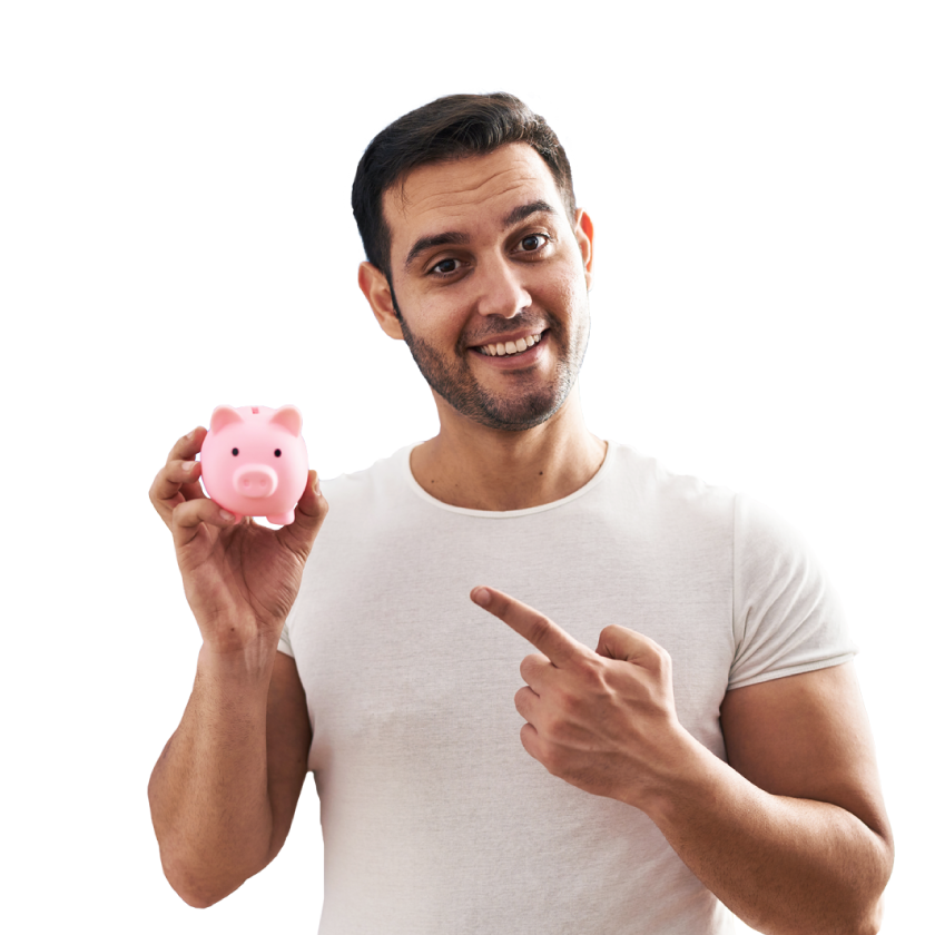 Persona sonriendo haciendo gesto de llamada