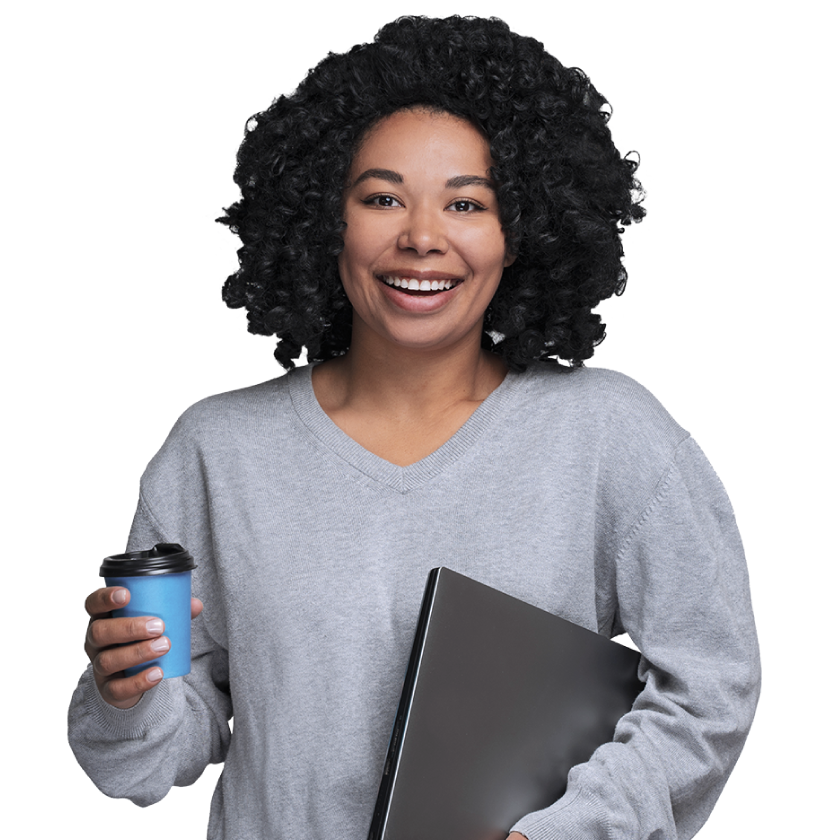 Persona sonriendo haciendo gesto de llamada