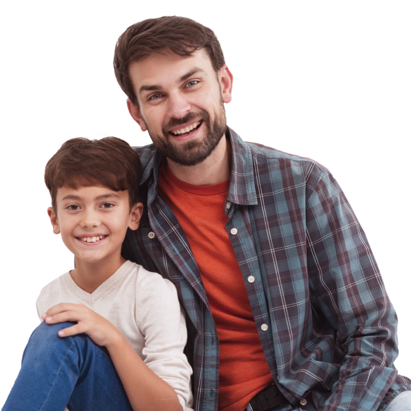 Persona sonriendo haciendo gesto de llamada