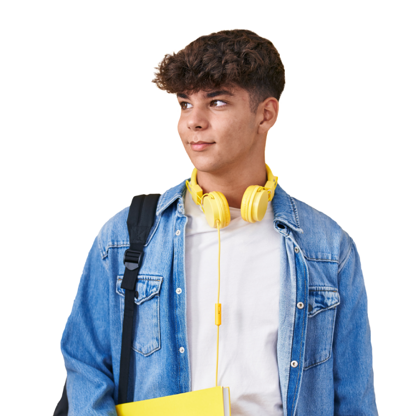 Persona sonriendo haciendo gesto de llamada