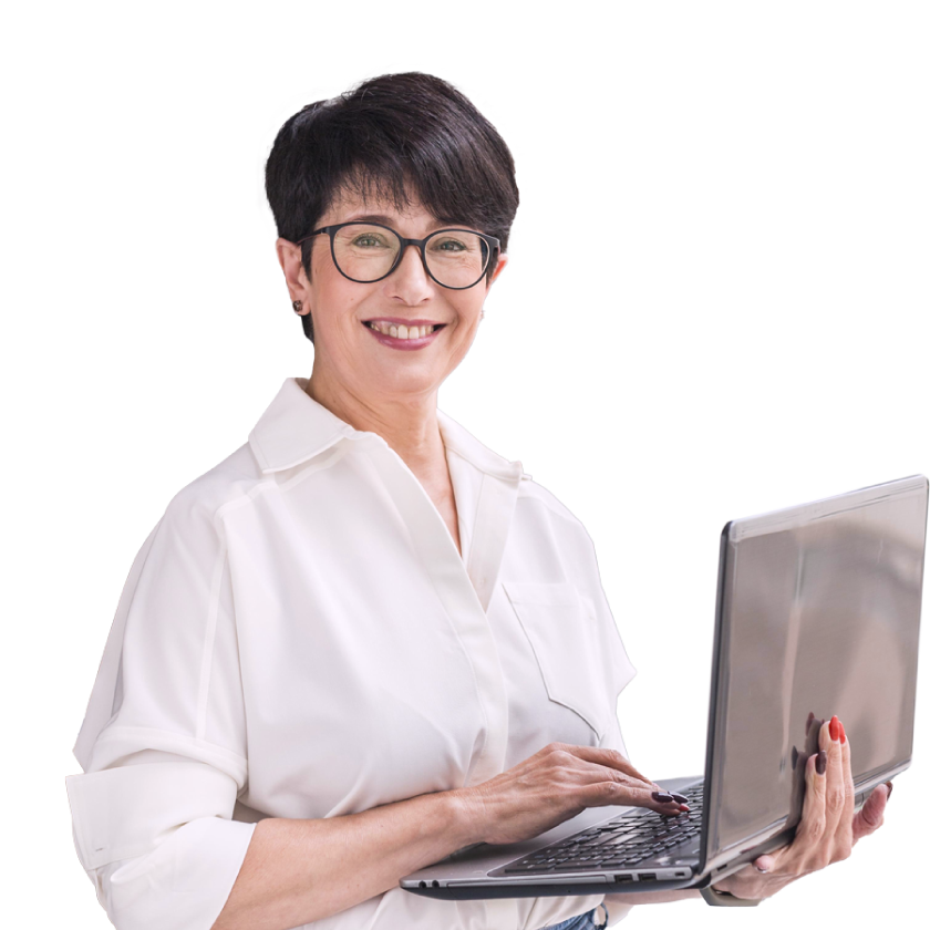 Persona sonriendo haciendo gesto de llamada