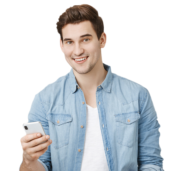 Imagen de una persona con un celular