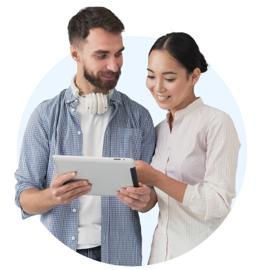 Imagen de dos personas conversando