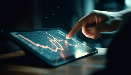Mano revisando estadísticas en una tablet